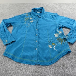 Camisa Chicos Mujer 2 Bordada Mezcla Seda Abotonada Manga Larga Boho Floral - Imagen 1 de 17