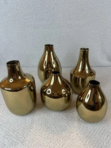 MCM/Contemporary Style Brass Plated Vases Set Of 5 - Picture 1 of 21