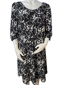 Boden Butterfly Fit & Flare Kleid geblümt schwarz weiß Größe 14L (ohne Gürtel) - Bild 1 von 9