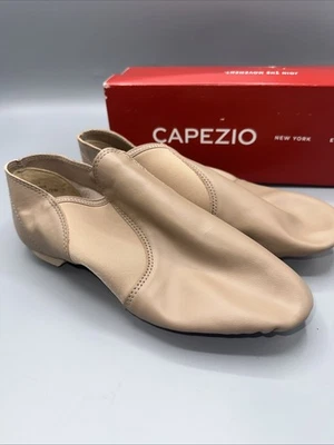 Capezio Adulto Talla 9.5W ~ Serie E Zapato de Baile Jazz Sin Cordones Cuero Carmelo Tostado EJ2 Foto 1 de 4