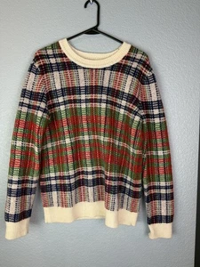 Suéter Orvis para mujer pequeño a cuadros mezcla de lana mohair cuello redondo suéter - Imagen 1 de 6