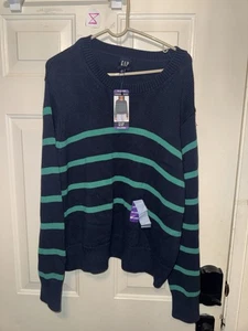 GAP Damen Pullover mit Rundhalsausschnitt Gr. XXL Midnight Sandra gestreift (104) - Bild 1 von 2