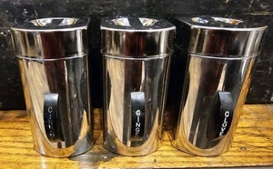 MCM Kromex Chrome Lot Of 3 Spice Containers Cinnamon/Ginger/Cloves Vintage - Picture 1 of 13