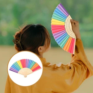 Ventiladores plegables portátiles con mango de bambú de 3 piezas para decoración de bodas - Imagen 1 de 12