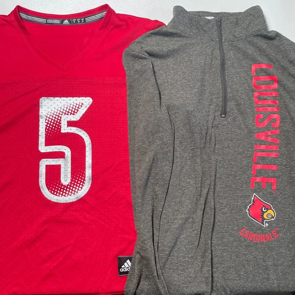 Louisville Cardinals Jersey Women S Red Pullover M Gray 1/4 Zip Lot  2 Football  - Image 1 of 4