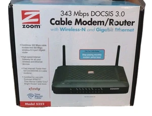 Zoom Docsis 3.0 Cable Modem/Router with Wireless-N and Gigabit Ethernet 5352 - Picture 1 of 4