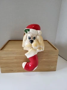 Porta calze natalizie cane cucciolo vintage 1985 ceramica Taiwan - Foto 1 di 10