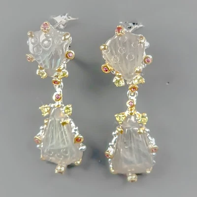 Gemstone Earrings 30ct Natural Labradorite Earrings 925 Sterling Silver /E127233 - Image 1 of 4