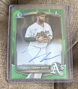 2025 Bowman Tommy White Chrome Auto True Green Refractor /99 Athletics - Bild 1 von 2