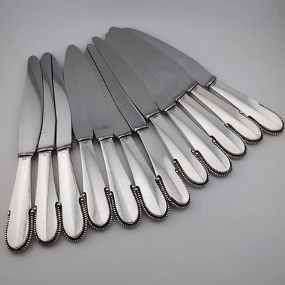 Cuchillos de cena Georg Jensen de plata de ley con cuentas - 8 7/8" - Juego de 12 Foto 1 de 4