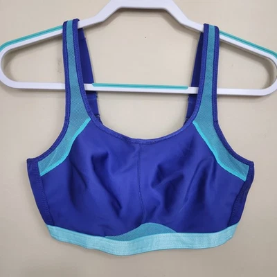 Sujetador deportivo inalámbrico de alto impacto WACOAL azul cobertura completa soporte 852218 talla 36D Foto 1 de 4