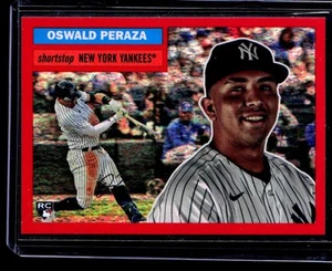 2023 Topps Archives Rookie Red Hot Sparkle White Back Oswald Peraza NYY 10/50 - Imagen 1 de 2