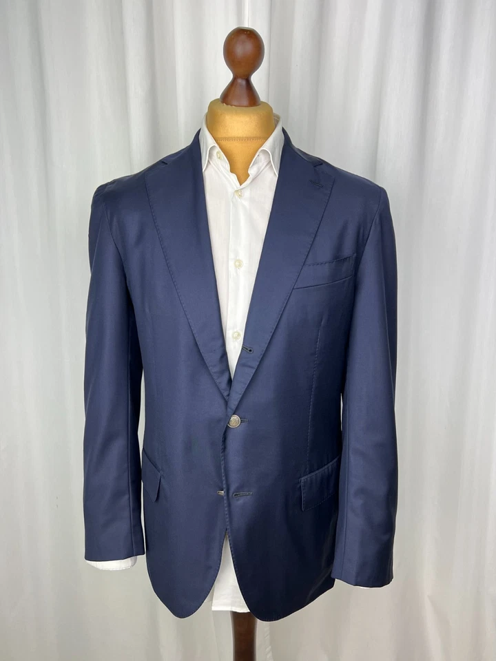 Abrigo deportivo liso Raffaele CARUSO x Loro Piana lana azul marino medio forrado 44US54IT Foto 1 de 4