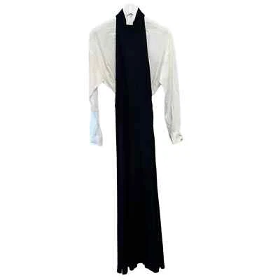 Rachel Comey Knit Halter Dress with Shirt Underneath Navy Blue White Maxi XS - image 1 of 4