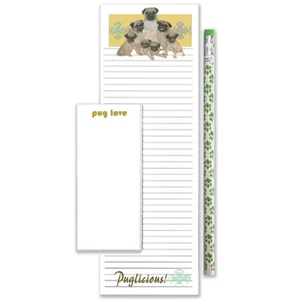 Pug To Do List Magnetic Shopping Pad Notepad & Pencil Gift Set - Picture 1 of 1