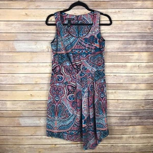 INC Concepts Dress Womens 2 Blue Paisley Shift Pleated Sleeveless Scoop Neck - Picture 1 of 7