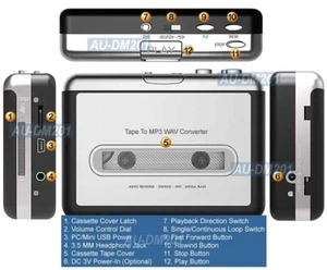 2-In-1 Stereo Cassette Player Tape To MP3 WAV Recorder With Stereo Support - Picture 1 of 7