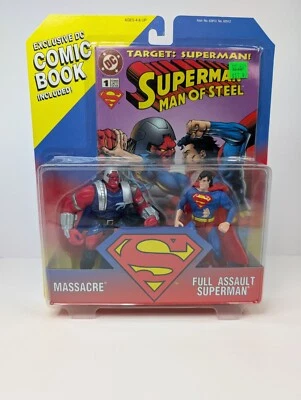 Kenner Man Of Steel Massacre Asalto Completo Superman Paquete de 2 Figuras Set con Cómic Foto 1 de 4