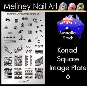 Konad Square Image Plate 6 for Stamping Nail Art Transfer Stencils Tribal - Foto 1 di 2