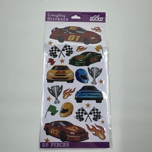 Racing Racecar Checkered Flag Trophy Helmet NASCAR Stickers - Picture 1 of 1