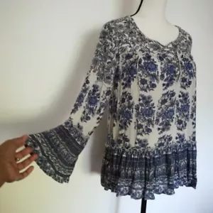 American Eagle Outfitters AEO Blumendruck Kreuz Boho Bauern Top Damen Gr. S - Bild 1 von 12