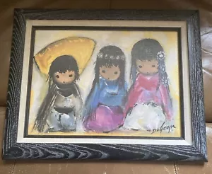 Ettore De Grazia WEE THREE Professional Framed Painting Print 15”x 12” DeGrazia - Picture 1 of 16