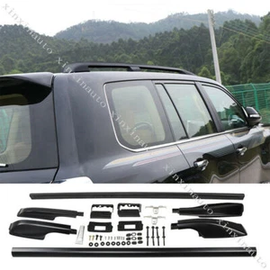 Black Aluminium Roof Rack Luggage Carrier For Toyota Land Cruiser LC200 2008-21 - Picture 1 of 3