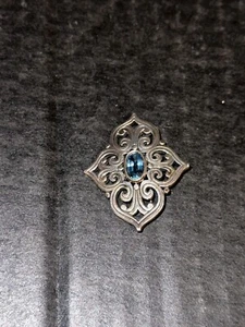 Retired Rare James Avery Brooch Pin Sterling Silver Blue Topaz Estate Item Rare - Picture 1 of 6