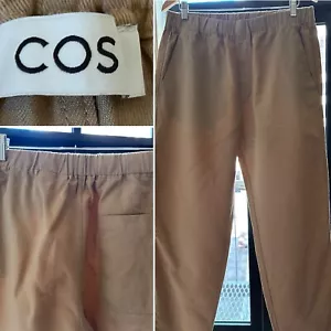 COS Linen Cotton Elastic Waist Mid Rise Straight Leg Pants Size Large - Picture 1 of 12