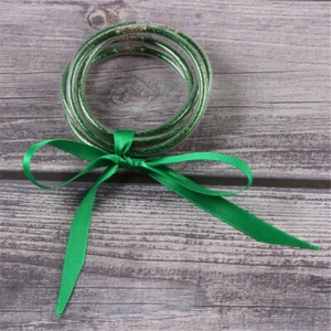 Fashion Women Charm Bangles Glitter Filled Silicone Jelly Bow Ribbon Bracelets - Picture 1 of 14