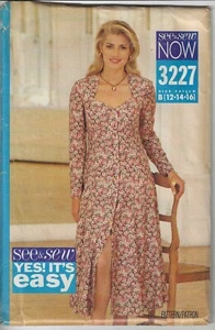 SEE & SEW 3227 Vintage Sewing Pattern Butterick Misses' Dress, Size B (12-14-16) - Picture 1 of 2