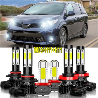 Para For 2011-2019 Toyota Sienna Faros LED Luces bajas altas y luces antiniebla - Image 1 of 4