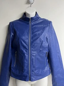 Coalition Apparel Woman Bomber Jacket Size M Full Zip Pockets Royal Blue - Picture 1 of 9