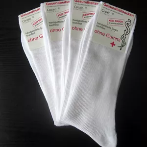 4 Paar Socken für Diabetiker Baumwolle ohne Gummi Rippe weiß XXL 47 bis 50 - Bild 1 von 2