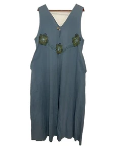 Maxi Vestido Para Mujer Blue Fish Vintage Azul Estampado Celta Sin Mangas Bolsillos LEER - Imagen 1 de 7