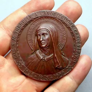 Saint Teresa of Avila. 1622 - 1922, Canonization. Antique Religious Large Medal. - Picture 1 of 8
