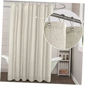 Waterproof Fabric Shower Curtain Inch Length 72x96 Linen - Picture 1 of 7