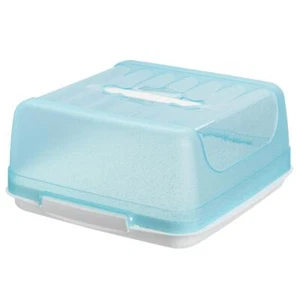 1 x Transport-Kuchenbox mit Tragegriff und Verschlussdeckel Hell-Blau Glitzer - Bild 1 von 8