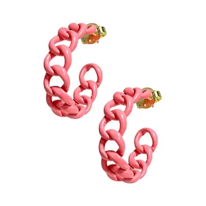 Sheila Fajl Petite Painted Chain Hoop Earrings in Pink - Picture 1 of 4
