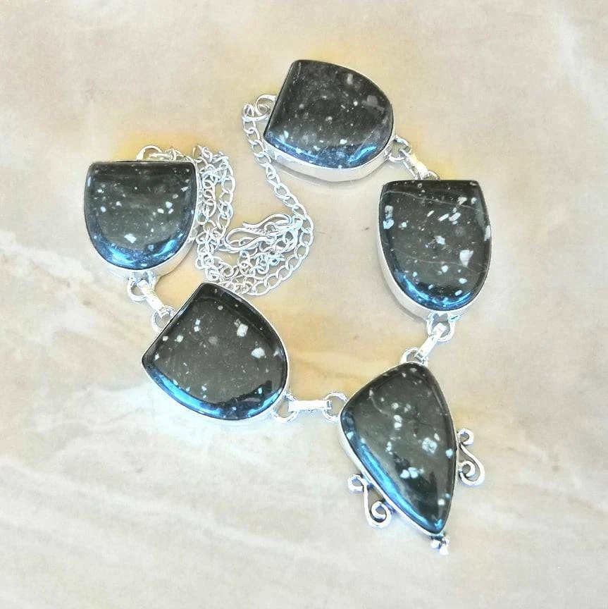 Handmade Multicolore Diaspro Gemma 925 Argento Sterling Collana 15 " #N01852 - Immagine 1 di 1