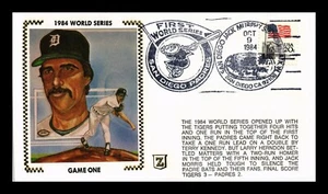 DR JIM STAMPS US COVER BASEBALL WORLD SERIES TIGERS VS PADRES SILK CACHET - Picture 1 of 2