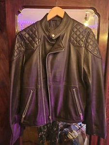 BOLONGARO TREVOR Black Leather Harris Biker Jacket S - Picture 1 of 4