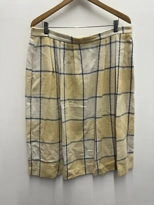 Falda De Colección Koret Career Años 60 70 Lana Poliéster Talla 22 Hecha en Unión Amarilla a Cuadros Foto 1 de 4