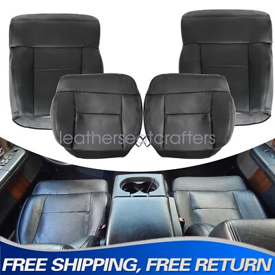 For 2004-2008 Ford F150 Driver & Passenger Bottom & Top Leather Seat Cover Black Foto 1 de 4
