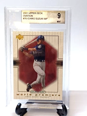 2001 UPPER DECK OVATION WORLD PREMIERE ICHIRO SUZUKI RC #76 1829/2000 BGS 9 - Image 1 of 4