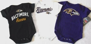 JUEGO DE TRAJES CORPORALES TALLA INFANTIL 0-3M 0-3 MESES NFL BALTIMORE RAVENS NUEVOS CON ETIQUETAS - Imagen 1 de 4