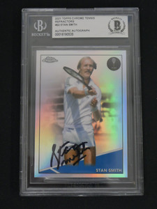 STAN SMITH SIGNED 2021 TOPPS CHROME TENNIS #62 REFRACTOR - BAS AUTHENTIC AUTO