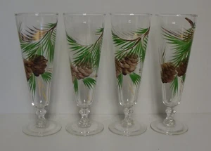SET QUATTRO bicchieri birra Pilsner cristallo PINECONE PIGNA dipinti a mano - Foto 1 di 2