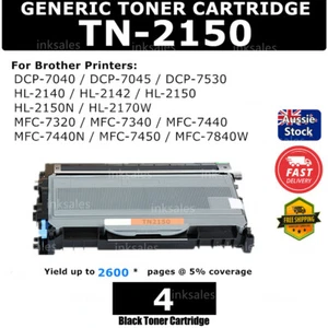 4x Generic Toner TN2150 TN-2150 For Brother HL-2140 HL-2150N MFC-7340 DCP-7040 - Picture 1 of 2