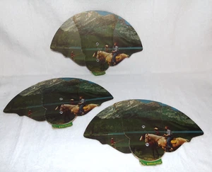 3 Vintage Zimmerman Funeral Home Fan Tri Fold 50s Horses Fish Lehighton PA L10 - Picture 1 of 3